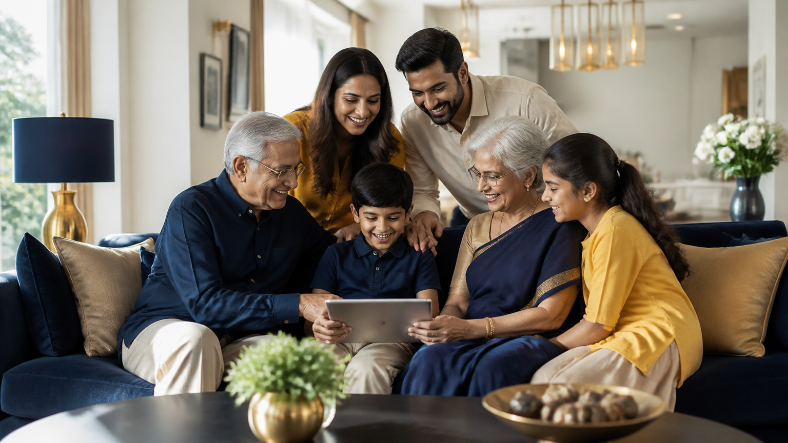 Family discussing retirement planning with a financial advisor for long-term financial security
