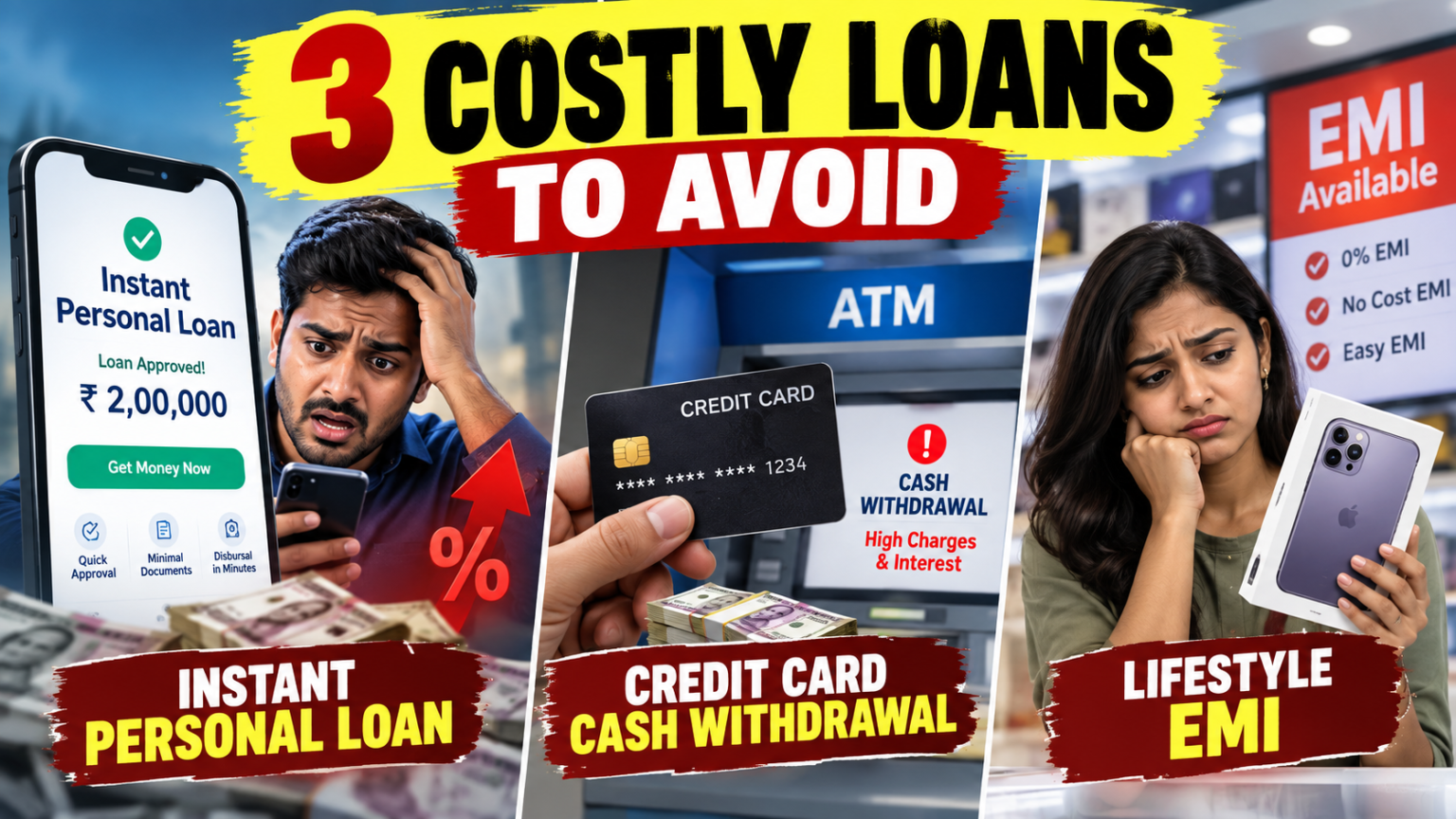 3 costly loans to avoid - instant personal loan, credit card cash withdrawal and lifestyle EMI