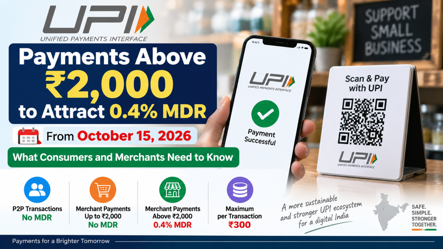 UPI payments above ₹2,000 to attract 0.4% MDR from October 15 2026