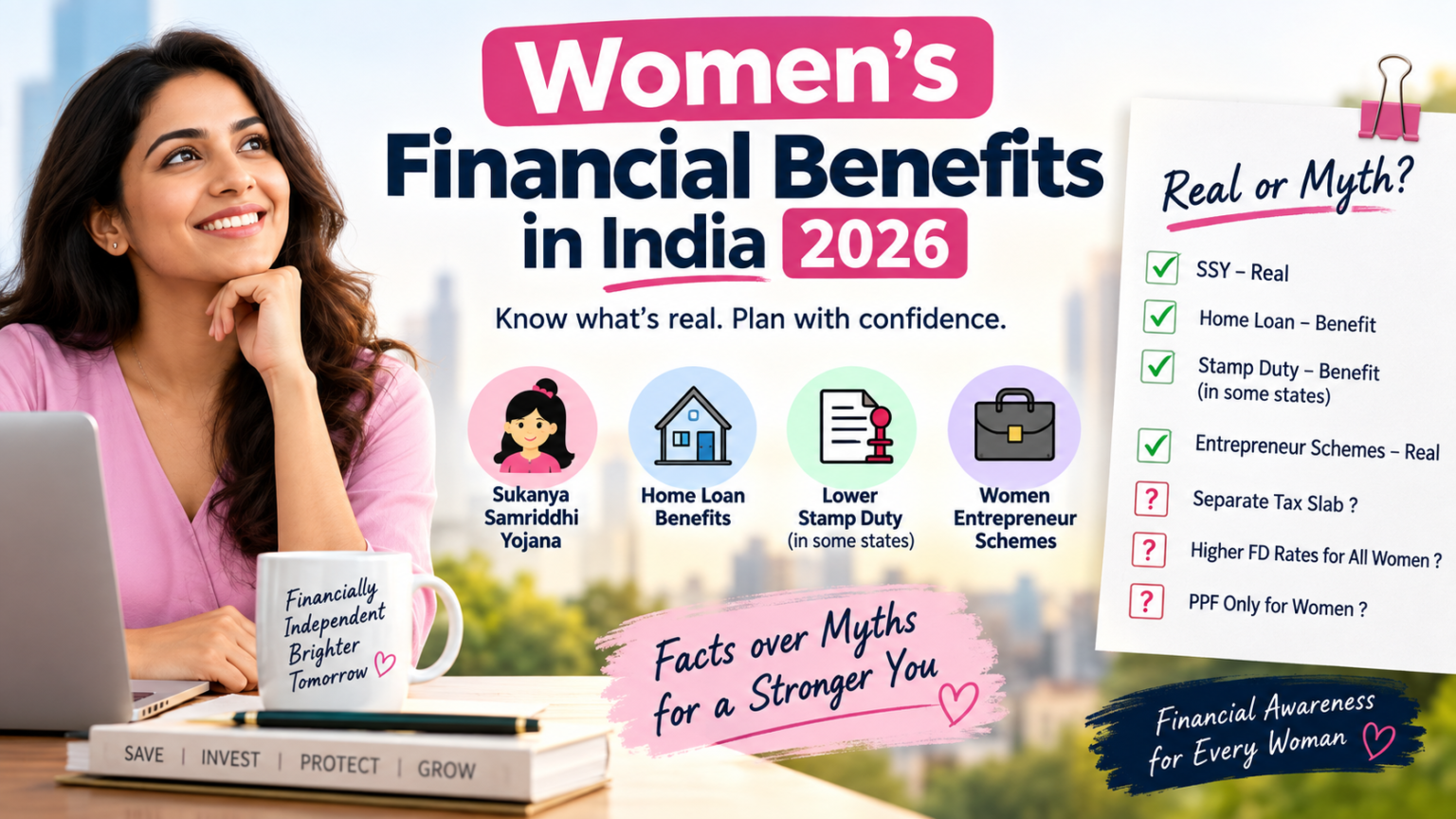 Checklist showing which financial benefits are genuinely women-specific in India for 2026